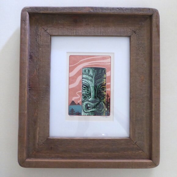 NEW POLYNESIAN TIKI GOD MUG FRAMED “MAGMA” ARTWORK PRINT BY CHET PHILLIPS SIGNED - Picture 1 of 9